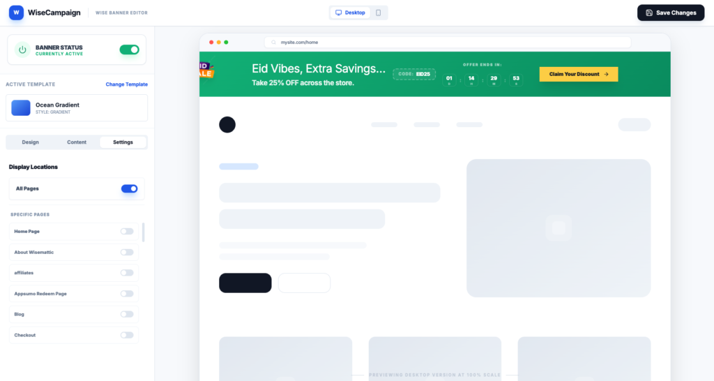 Setup wiseBanner 5 Setting tab wisebanner