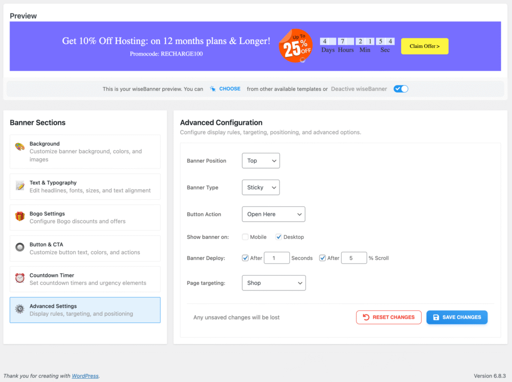 Setup wiseBanner 4 wiseBanner advance pro setting