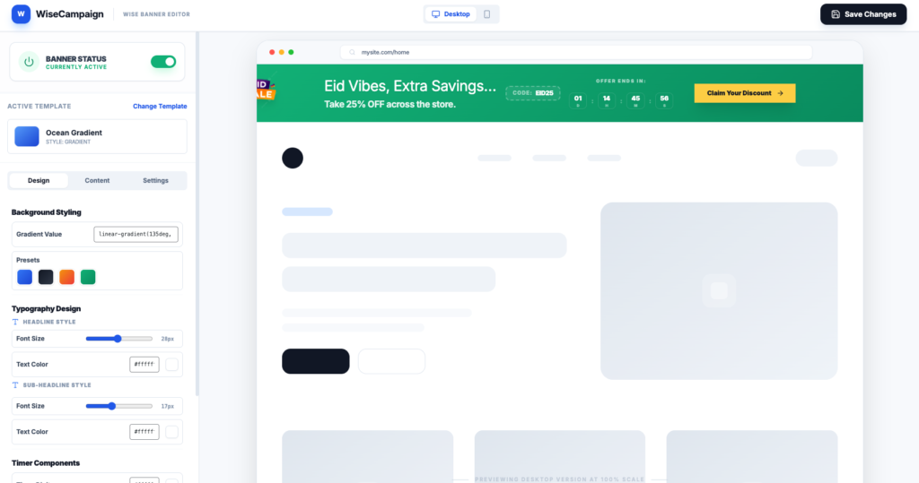 Setup wiseBanner 3 wisebanner dashbaord